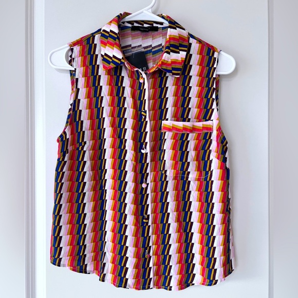 Forever 21 Multicolored Sleeveless Graphic Blouse - Picture 1 of 4